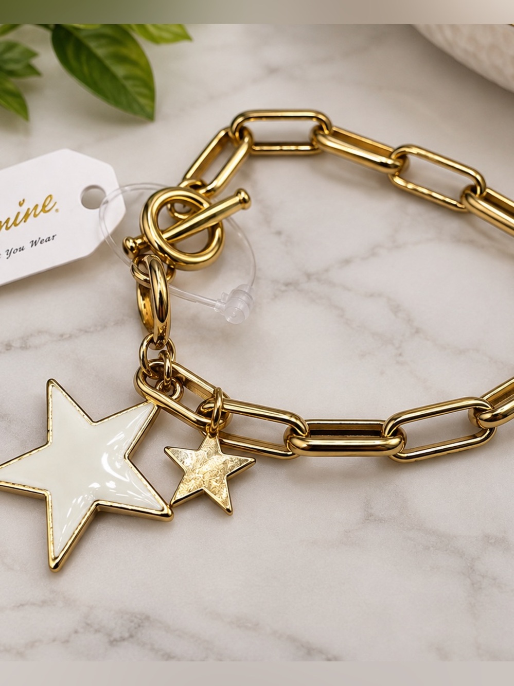 NWT Pomina Gold-Tone Star Charm Bracelet (R1313/2v)